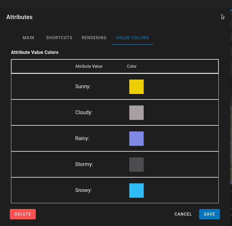 Edit Attribute Value Colors